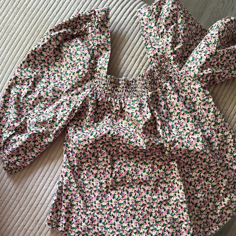 H&M Multicolor Floral Kids Blouse with Puff Sleeves - Picture 3 of 3